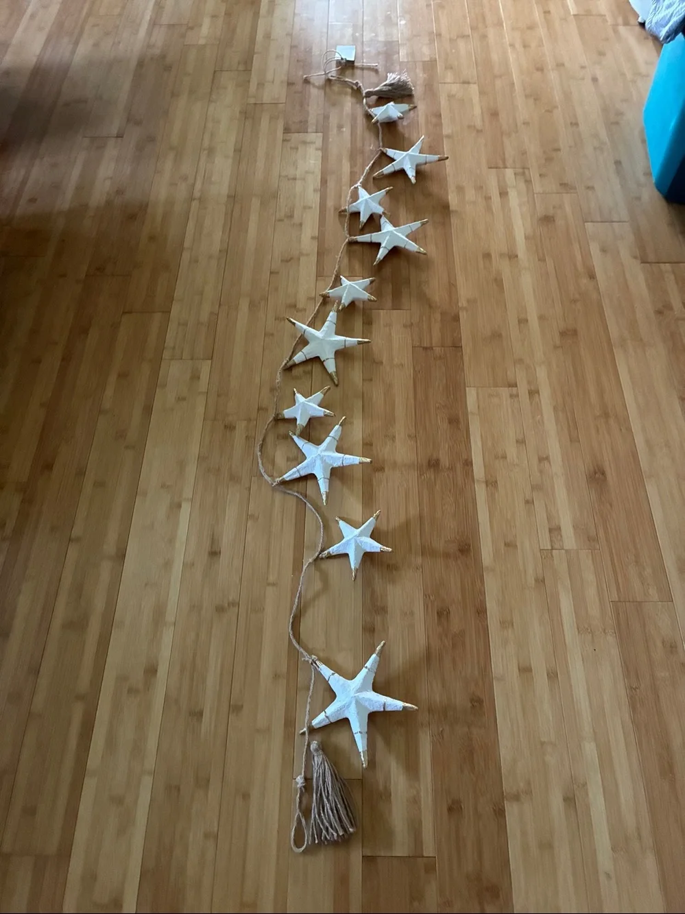 Anthropologie Stars and Orbs Christmas Garland White Metallic Gold 72